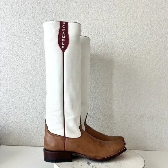 Rod Patrick Womens Knee High Cowboy Boots 11AA Brown White Cowgirl Western Tall - Picture 2 of 14
